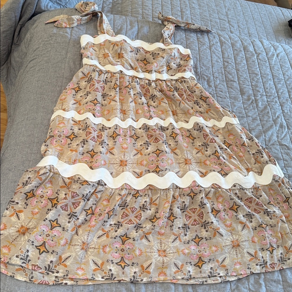 Marissa Olivia Boho Ric-Rac Tiered Dress - Size Large - Picture 3 of 12